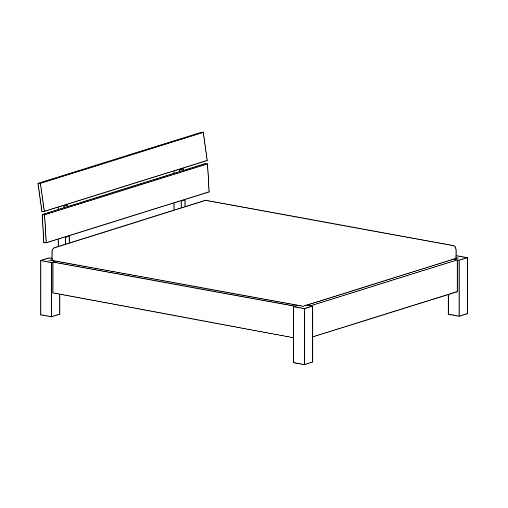 Massivholzbett Gobio, Ulme massiv geölt, 160 × 200 cm