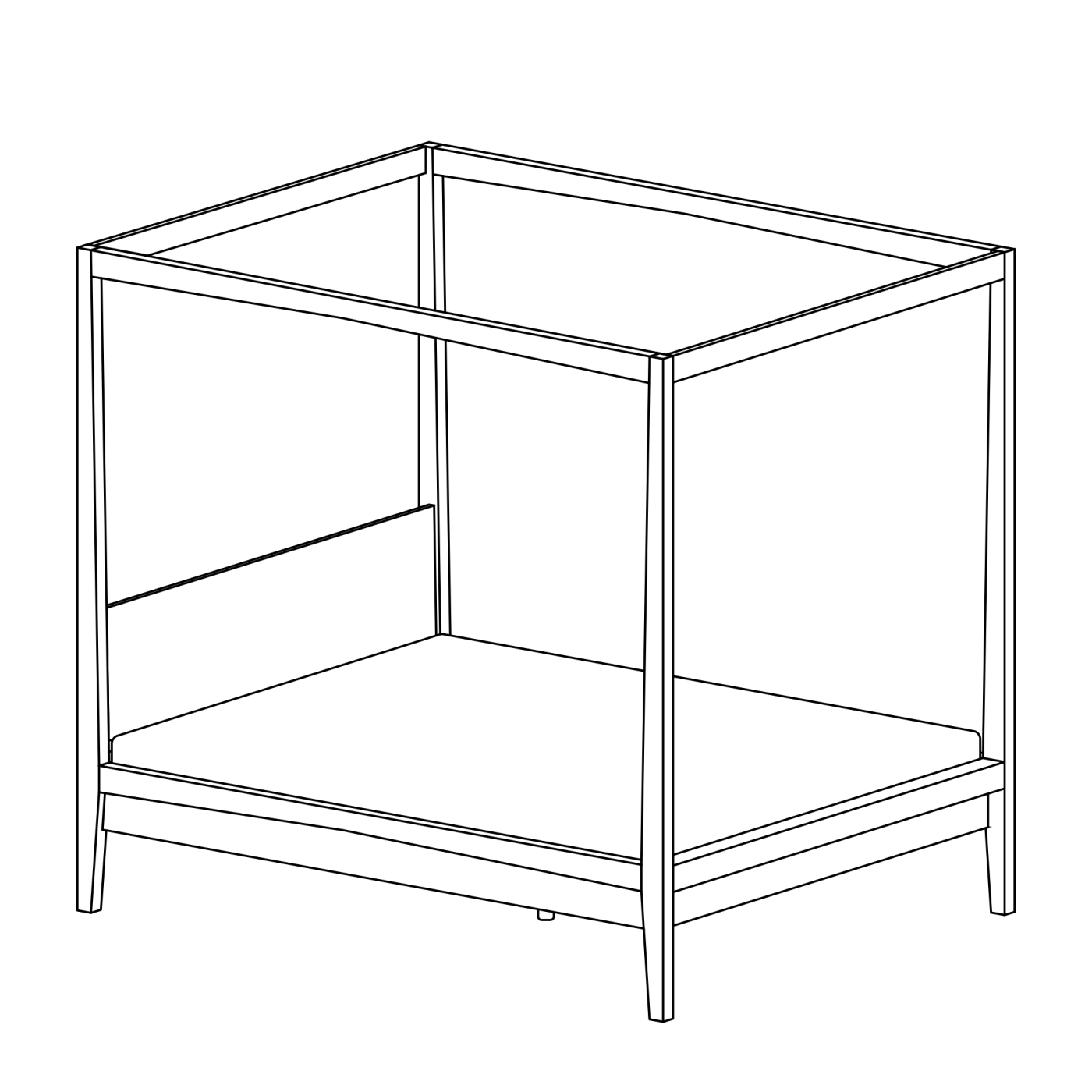 Massivholz-Himmelbett Iberis, Buche, 160 × 200 cm, Ausführung mit hohem Kopfteil