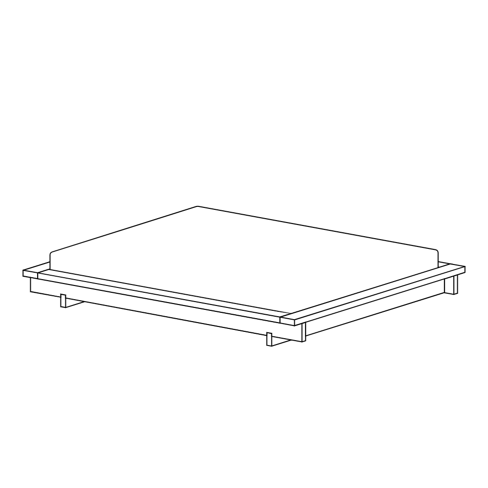 Massivholzbett Tekto mit Lehne, Black Cherry, 160 × 200, Höhe 25.6 cm