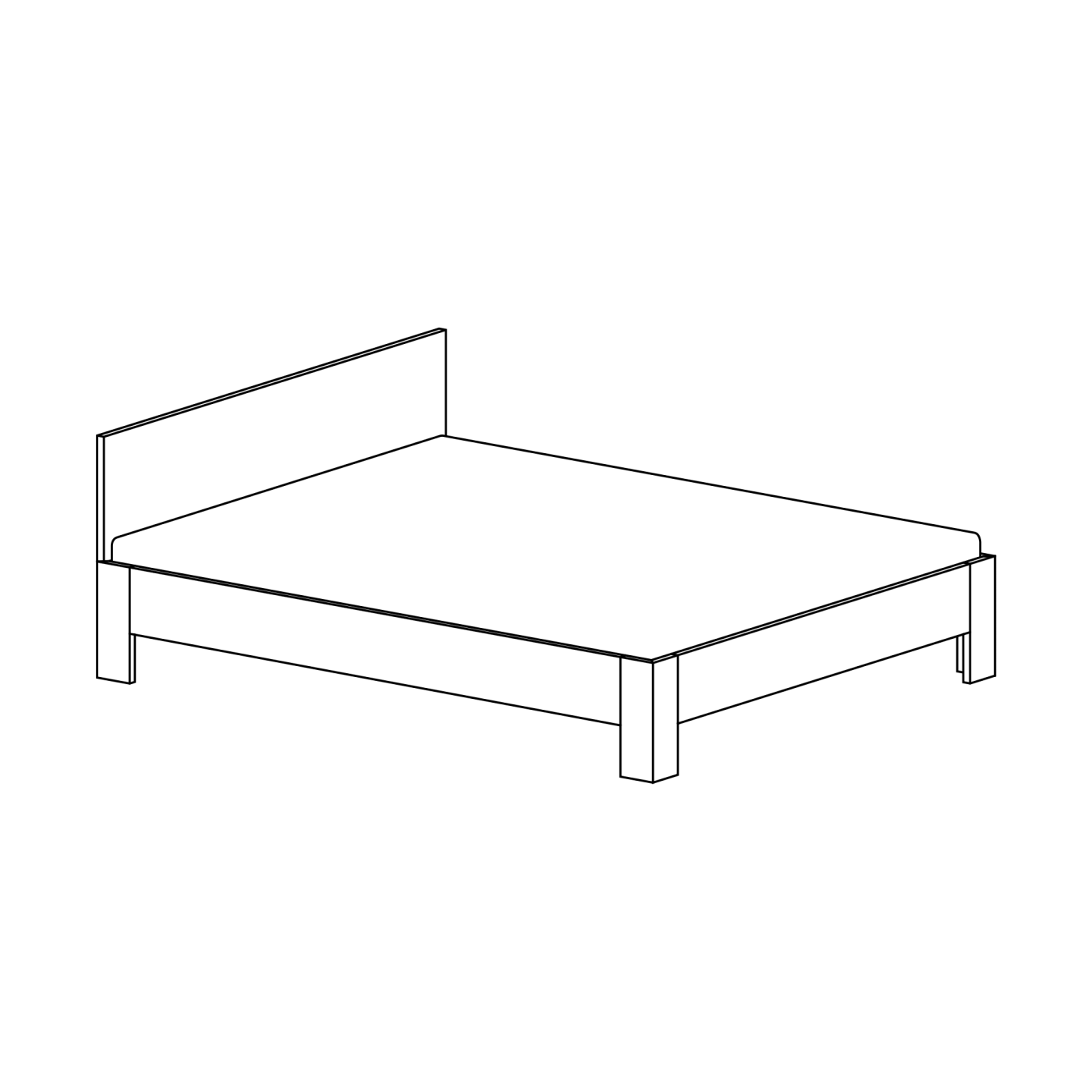 Massivholzbett Verna, Eiche massiv geölt, 160 × 200 cm, Ausführung mit hohem Kopfteil