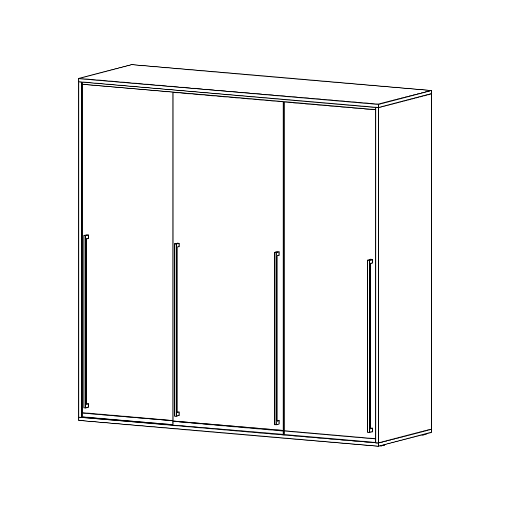 Schiebetürschrank aus Kirschbaum Massivholz, mit 3 Schiebetüren aus Glas und Innenschubladen