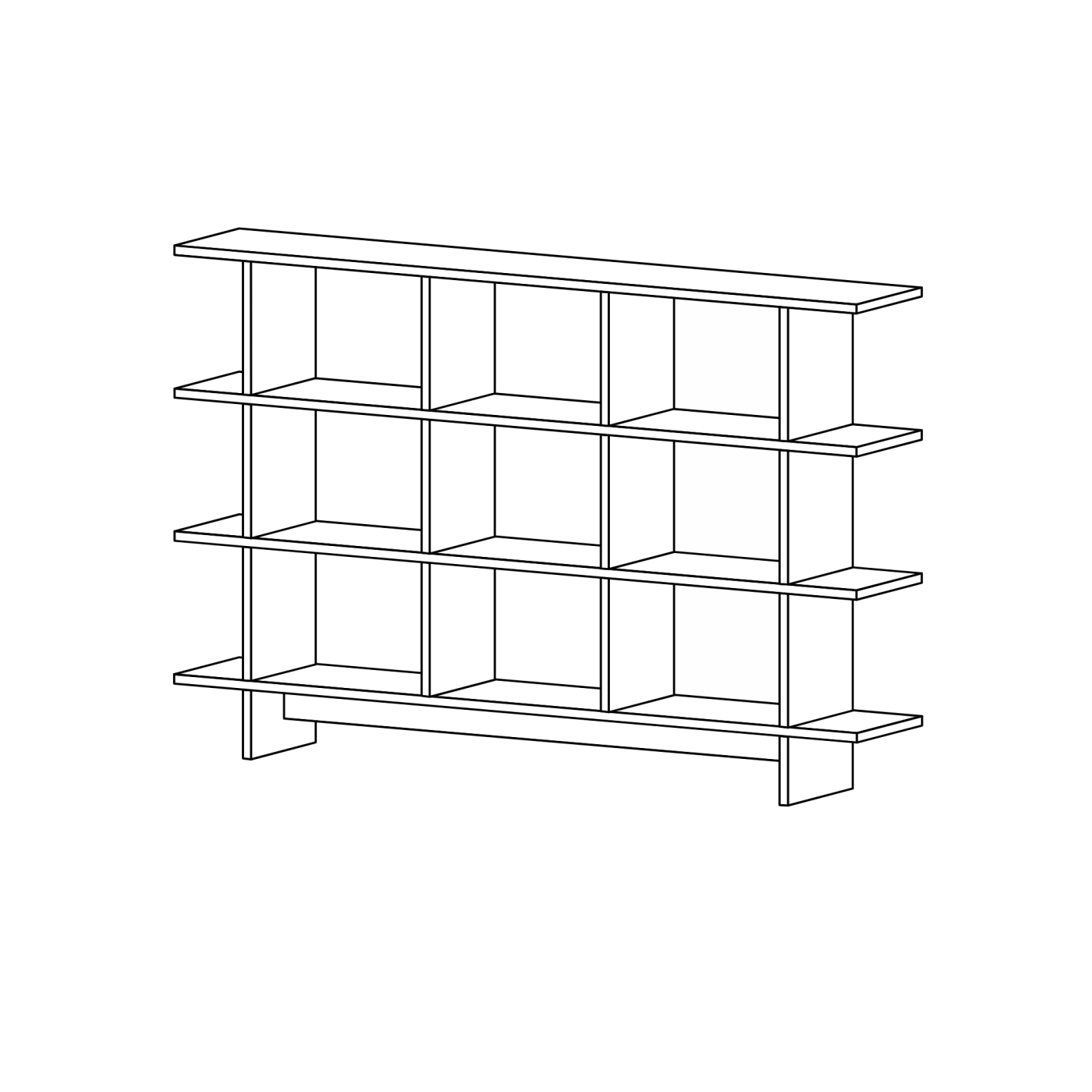 Offenes Massivholzhighboard aus Kirschbaum mit freien Enden (Japanischer Stil)