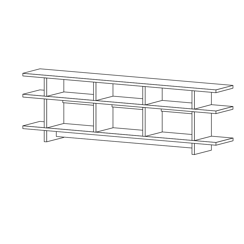 Massivholzlowboard "Japanisch" in Eiche in 25mm Holzstärke, 201 × 60 × 31 cm