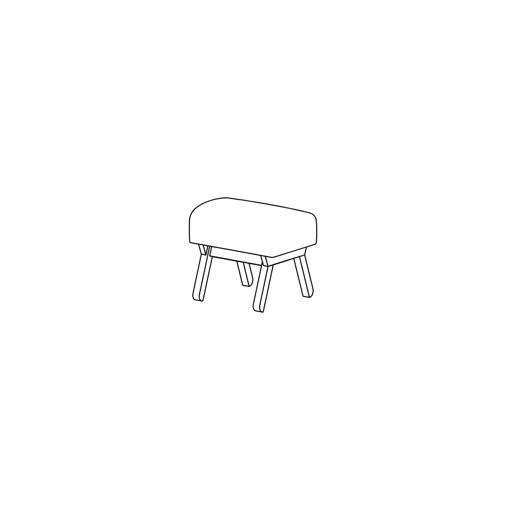 Massivholz- Fusshockerhocker Impala aus Buche, Bezugsstoff brauner Samt (Kvadrat Harald)