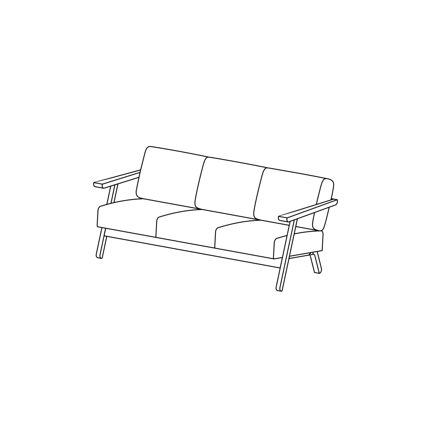 Zweier Massivholzsofa Impala Mini aus Ulme, 126 × 74 × 74 cm, Bezugsstoff Kvadrat Sisu und Hallingdal