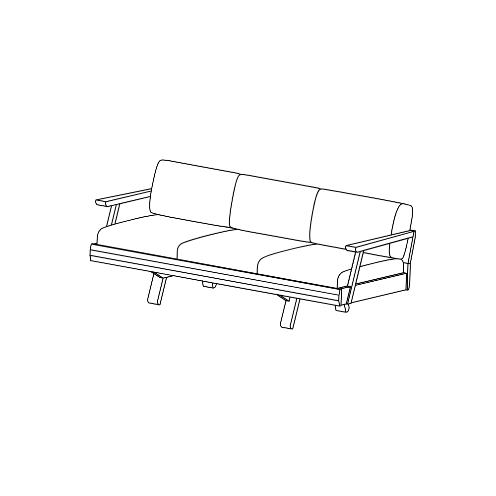 Sofa Impala klassisch aus massivem Nussbaum mit hellblauem Stoffbezug (Kvadrat Fiord 721)