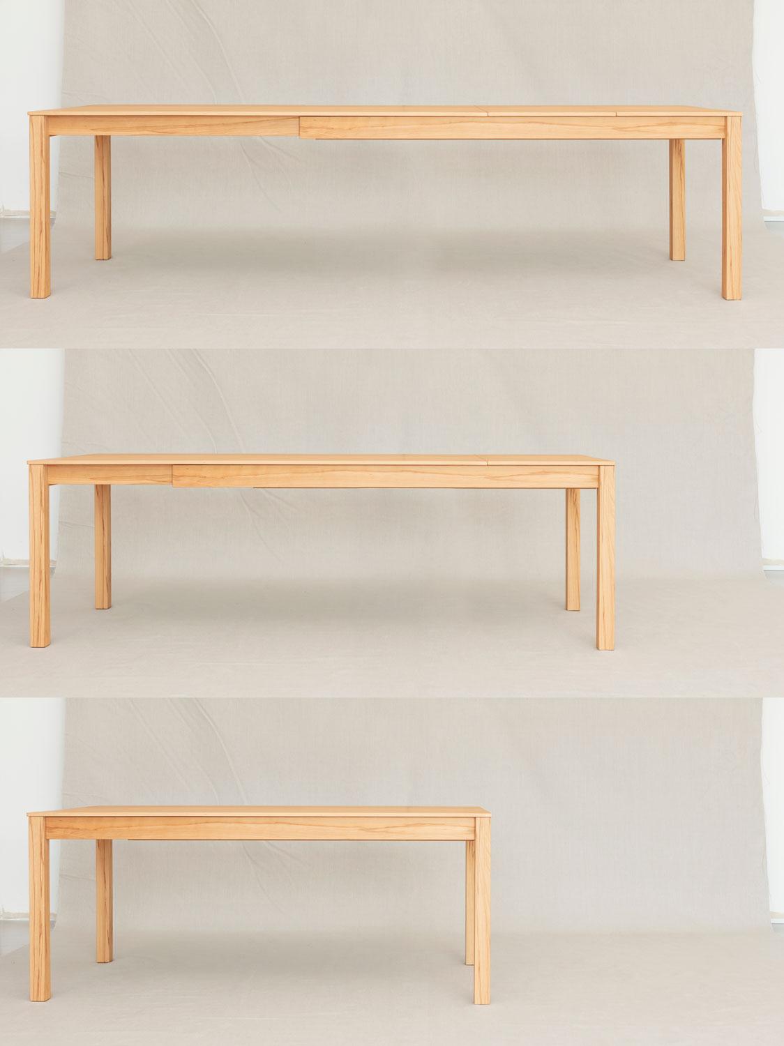 Ausziehbarer Esstisch Flava in Kernbuche massiv, 180 x 85 cm