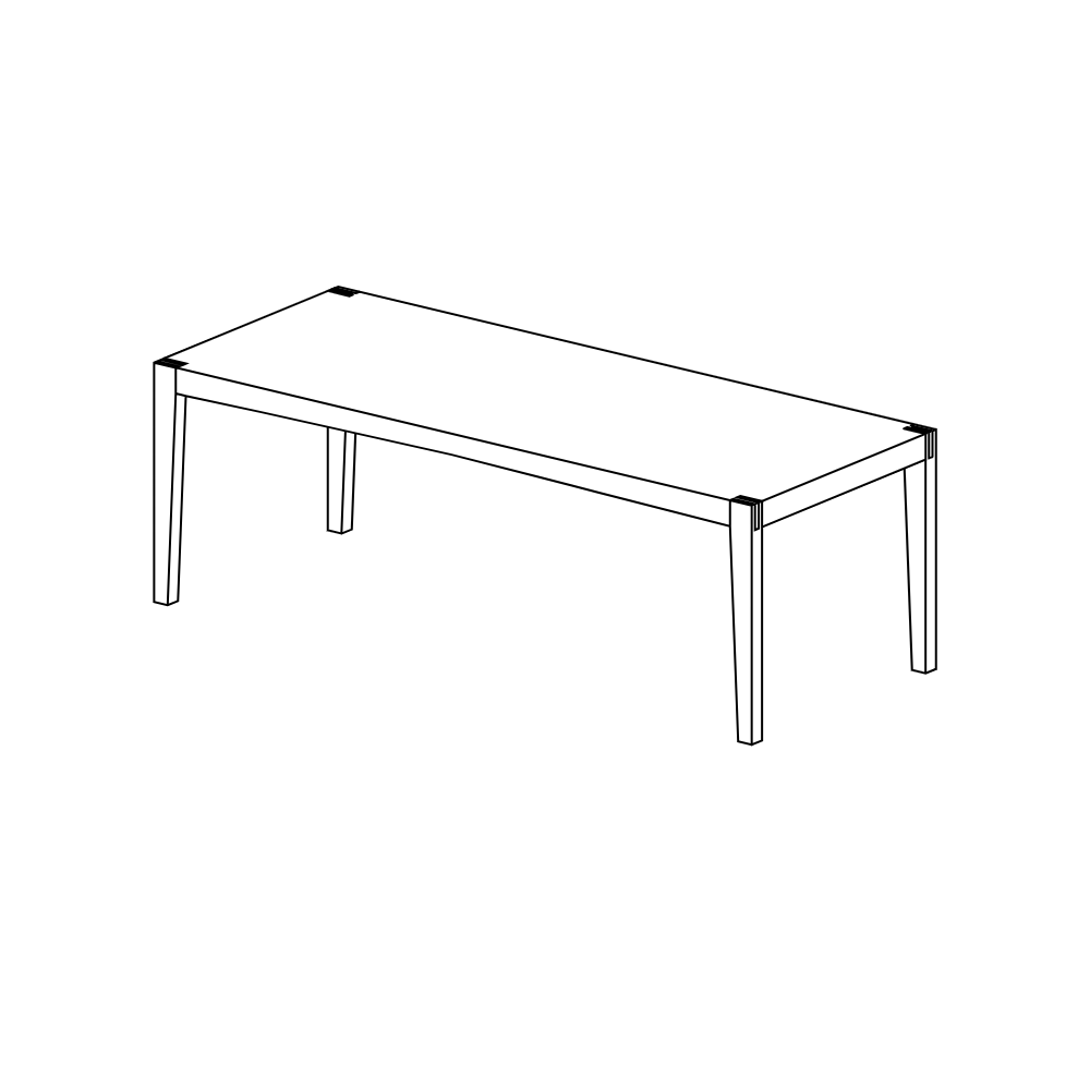 Esstisch Iberis, Ulme massiv (Massivholz), 230 × 85 cm, hergestellt in Winterthur